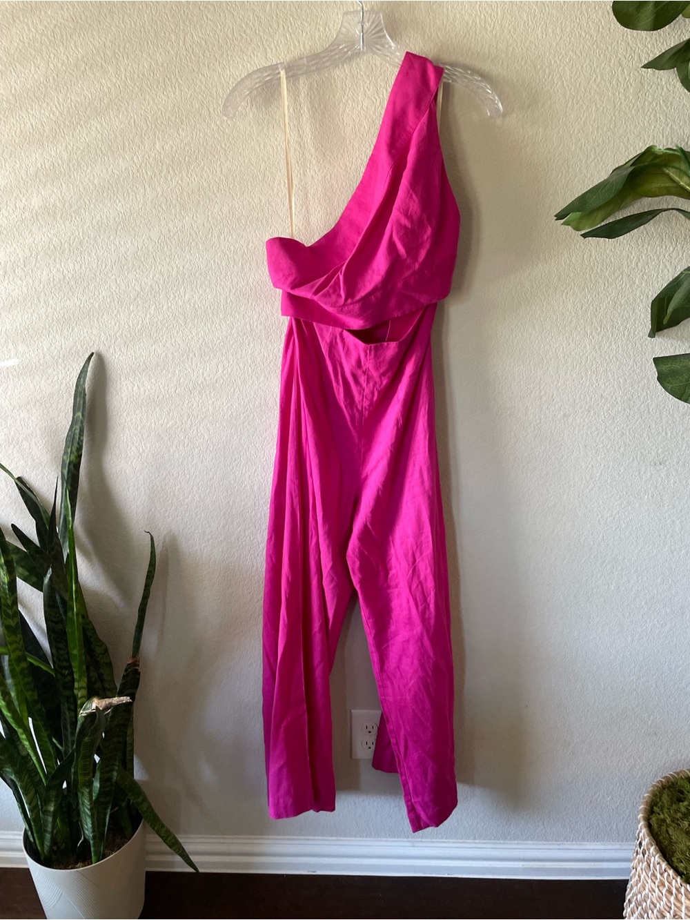 Farm Rio One-Shoulder Fuchsia Women’s Jumpsuit